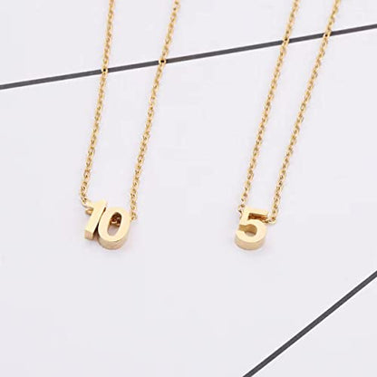 Number Necklace for Women Dainty 18K Gold Plated Pendant Necklace Charm Birth Month Personalized Jewelry Birthday Gift - color: GOLD, style: Number 18