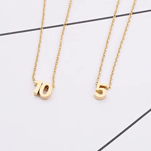 Number Necklace for Women Dainty 18K Gold Plated Pendant Necklace Charm Birth Month Personalized Jewelry Birthday Gift - color: GOLD, style: Number 2