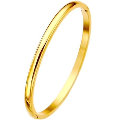 JUDE Jewelers 6mm Stainless Steel Plain Minimalist Open Bangle Bracelet - color: Gold