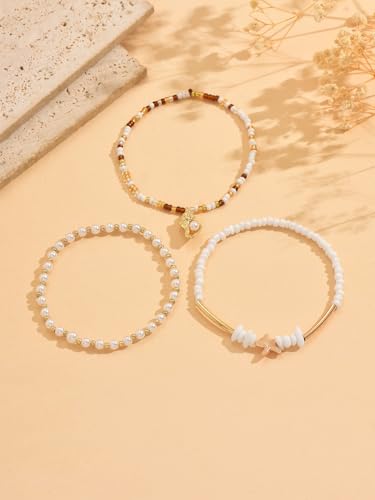 Gold Shell Ankle Bracelets for Women Adjustable Boho Beach Jewelry Set With Starfish Conch Pearl Bead Summer Vacation Foot Accessories Gifts for Travel - color: Gold-A