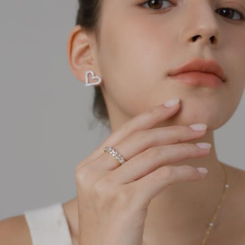 MINDDHA 14K Gold Plated Rings- Oval Cubic Zirconia Love Ring Simulated Diamond Stackable Rings Eternity Bands/Silver Rings, Gold Rings for Women- 4mm Band Size 4-12 - color: Yellow Gold