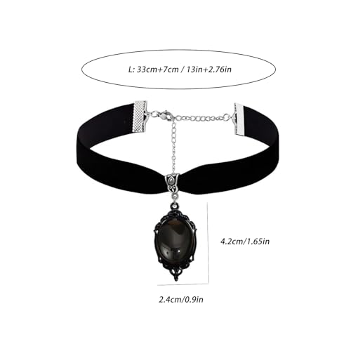 Gothic Black Velvet Goth Choker Necklace for Women,Cameo Black Choker Crow Skull Pendant Necklace Vintage Collar Skull Necklace Gothic Jewelry - style: Black