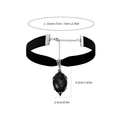 Gothic Black Velvet Goth Choker Necklace for Women,Cameo Black Choker Crow Skull Pendant Necklace Vintage Collar Skull Necklace Gothic Jewelry - style: Black