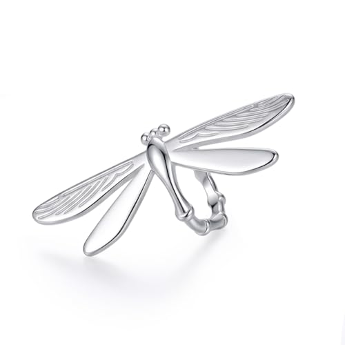 Dragonfly Clip On Earrings for Women Unique Silver Ear Cuffs Non Piercing Boho Nature Adjustable Earrings