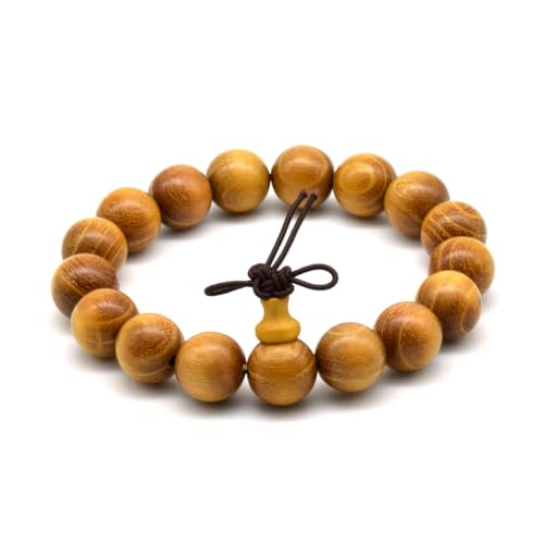 Zen Dear Natural Golden Sandalwood Mexican Bocote Mala Prayer Bead Bracelet Link Wrist Necklace Mala Beads - style: 12mm 17 beads