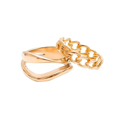 Hey Harper Gold Ring for Women - Gold Plated Stacking Waterproof & Sweatproof Jewerly Ring - Everday Non Tarnish Cute Fashion Circle Rings - style: Romeo & Juliet Set