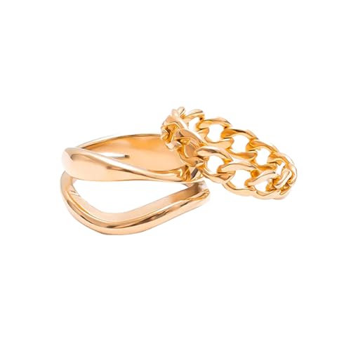 Hey Harper Gold Ring for Women - Gold Plated Stacking Waterproof & Sweatproof Jewerly Ring - Everday Non Tarnish Cute Fashion Circle Rings - style: Romeo & Juliet Set