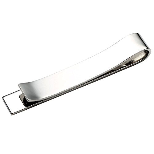 Zysta Free Engraving - Personalized Custom Mens High Polished Stainless Steel Mens Tie Bar Clip for Regular Ties + Gift Box - color: Silver