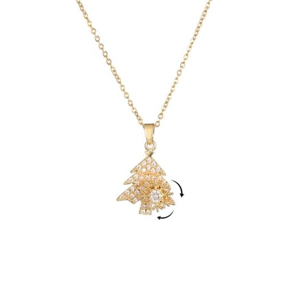 Sunflower Fidget Necklace for Women Gold Moon Necklace Rotating Heart Necklaces Spinning Crystal Flower Anxiety Necklaces Crescent Moons Jewelry Accessories - color: Gold Tree
