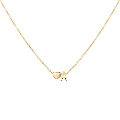 Glimmerst Initial Heart Necklace 18K Gold Plated Stainless Steel Tiny Heart Letter Necklace Personalized Monogram Name Necklace for Women - style: A Gold