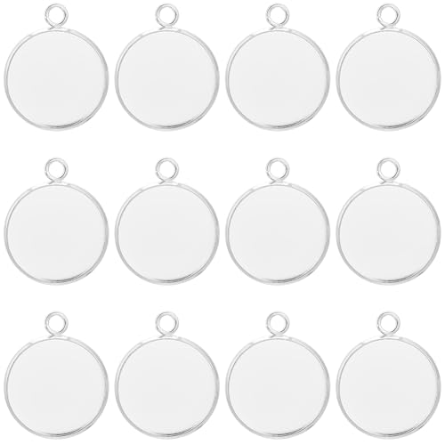 Beebeecraft 1 Box 40Pcs Round Blank Bezel Pendant Trays 304 Stainless Steel Base Cabochon Settings Pendant Blanks for Jewelry Making DIY Findings (Tray: 20mm) - color: Silver, size: 20mm 40pcs