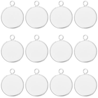 Beebeecraft 1 Box 40Pcs Round Blank Bezel Pendant Trays 304 Stainless Steel Base Cabochon Settings Pendant Blanks for Jewelry Making DIY Findings (Tray: 20mm) - color: Silver, size: 20mm 40pcs