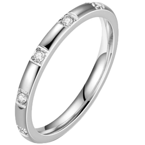JUDE Jewelers 2mm Stainless Steel Eternity Wedding Band Stackable Ring - color: Silver