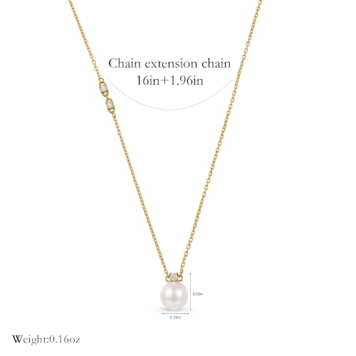 Freshwater Pearl Necklace for Women - 18K Gold Plated Dainty Pearl Pendant Choker, Hypoallergenic Non Tarnish Stainless Steel Chain, Gold Pearl Necklaces Gift for Her - color: Style 1