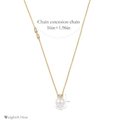 Freshwater Pearl Necklace for Women - 18K Gold Plated Dainty Pearl Pendant Choker, Hypoallergenic Non Tarnish Stainless Steel Chain, Gold Pearl Necklaces Gift for Her - color: Style 1