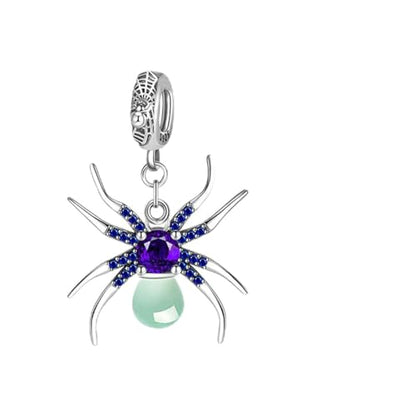 925 Sterling Silver Charms for Bracelets Necklaces Dangle Pendant With 5A Cubic Zirconias Bead Charm for Women DIY Jewelry - style: Glowing Spider Charms