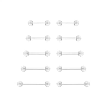 14G Clear Bioflex Flexible Acrylic Straight Bar Piercing | Tongue Rings Barbells Nipple Ring Retainer, For Work, Pregnancy, MRI, Surgery, 12MM-38MM - color: 12-21mm*2 PCS