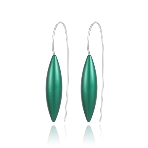 Oval Drop Earrings for Women, Long Thread Dangle Earrings, Colorful lightweight aluminum alloy, Suitable for Jewelry Gifts and Valentine's Day - color: Dark green
