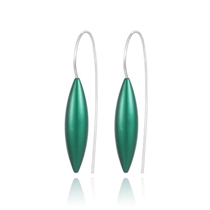 Oval Drop Earrings for Women, Long Thread Dangle Earrings, Colorful lightweight aluminum alloy, Suitable for Jewelry Gifts and Valentine's Day - color: Dark green