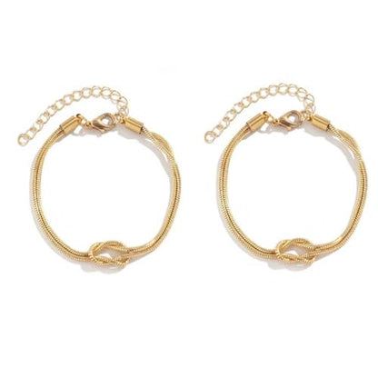 Bracelets for Women Matching Bracelets for Couples Love Knot Bracelet Dainty Snake Chain Forever Infinity Bracelet Adjustable Friendship Bracelet Jewelry Gifts - color: Gold 2pcs