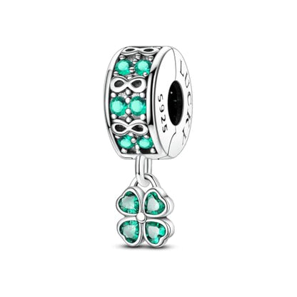 Hapour Clip Spacer Charm for Bracelet 925 Sterling Silver Stopper Beads | Heart Stopper Charm, Butterfly Lucky Clover Sunflower Openable Clip Lock Jewelry Beads for Women Mom - color: Lucky Clover