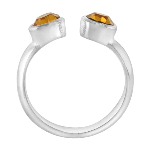 Sterling Silver Birthstone Colors Crystal Toe Ring for Women Open Top Midi Ring Knuckle Ring Adjustable sizes 2 to 4 - style: Citrine yellow
