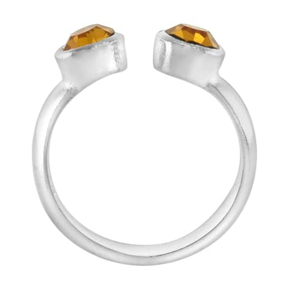Sterling Silver Birthstone Colors Crystal Toe Ring for Women Open Top Midi Ring Knuckle Ring Adjustable sizes 2 to 4 - style: Citrine yellow