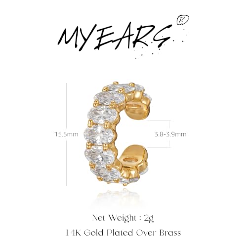 Gold Ear Cuff for Women Non Piercing | Cuff Earrings, 14K Gold Plated, Colorful Cubic Zirconia Pave, Pearl, Clover, Cartilage Earrings Trendy Jewelry, Single - color: Clear A