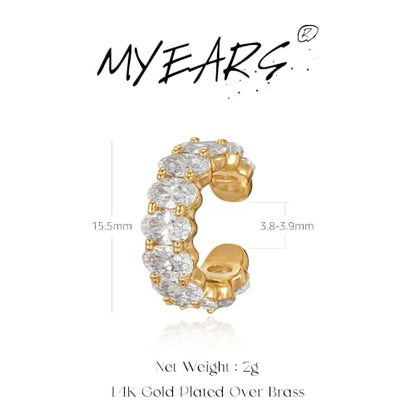 Gold Ear Cuff for Women Non Piercing | Cuff Earrings, 14K Gold Plated, Colorful Cubic Zirconia Pave, Pearl, Clover, Cartilage Earrings Trendy Jewelry, Single - color: Clear A