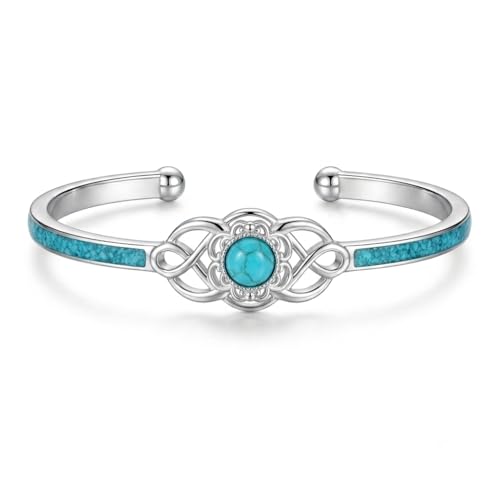Cuff Bracelet for Women Infinity Open Bangle Adjustable Bracelet Jewelry for Her - color: Turquoise