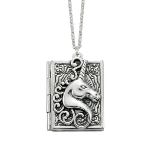 Photo Book Locket Necklace for Women Charm Choker Pendants that Holds Pictures Memorial Jewelry - color: Unicorn