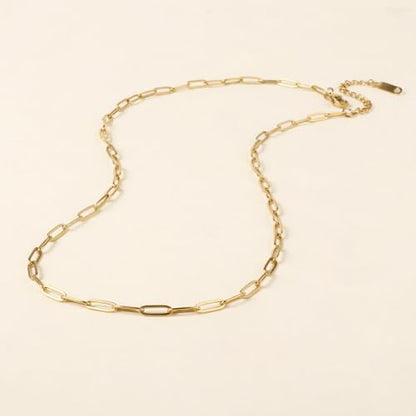 10PCS Gold Paperclip Chain Bulk Stainless Steel Necklace forJewelry Making | 3MM 22 Inches 18K Gold PVD Plated Finished Cable Link Chain Bulk for DIY Necklace Crafts