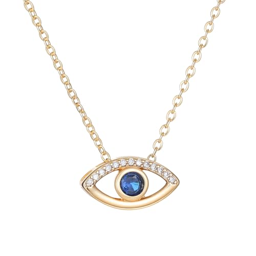 SEADAY Layered Gold Necklace for Women, 3-in-1 Gold Stack Necklace | Long Gold Necklace, Square, Hypoallergenic, Tarnish-resistant & Adjustable, Fashion Jewelry Gift Box & Gift Bag - color: Gold - Blue Eye