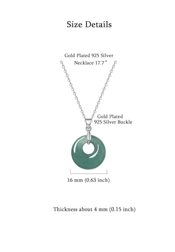 Real Green Jade Pendant Necklace for Women Donut/Heart/Clover/Teardrop/Rose/Lotus Flowers Genuine Jadeite Jewelry with Gold Plated 925 Sterling Silver Chain - style: Small Round Silver Necklace