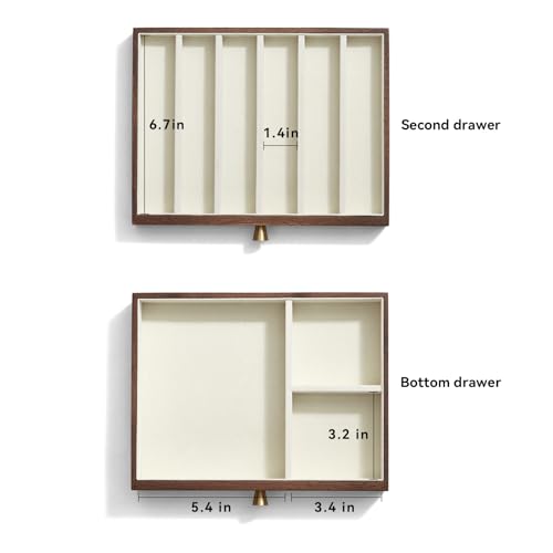 CHOSIN Black Walnut Jewelry Box Wood for Women with Glass Lid, 3 Layer | 2 Drawers, No Mirror, Unlocking, Transparent Glass Lid, Velvet Interior, Storage for Earrings, Rings, Bracelets, Gift for Her - style: 3 Layer