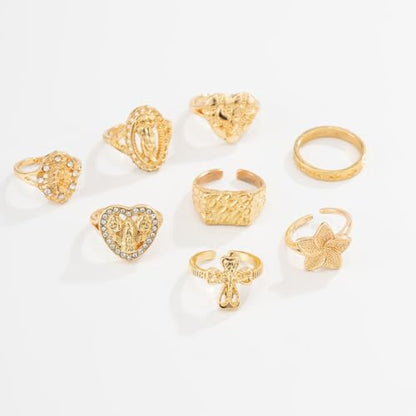 FUTIMELY Boho Retro Stackable Rings Sets for Women Knuckle Joint Finger Knuckle Nail Ring Sets Moon Stars Stack Preppy Statement Rings Cute Trendy Stuff Jewelry - style: F-8PC-Cross Rings