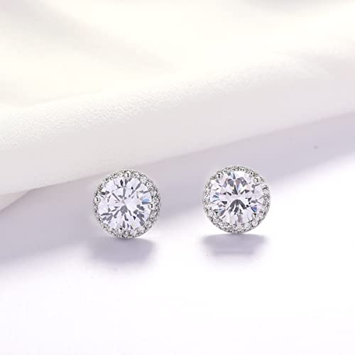 YOQUCOL Bright 8MM,10MM Cubic Zirconia Crystal Stud Earrings Round Pierced Earrings For Women - color: 10MM-White