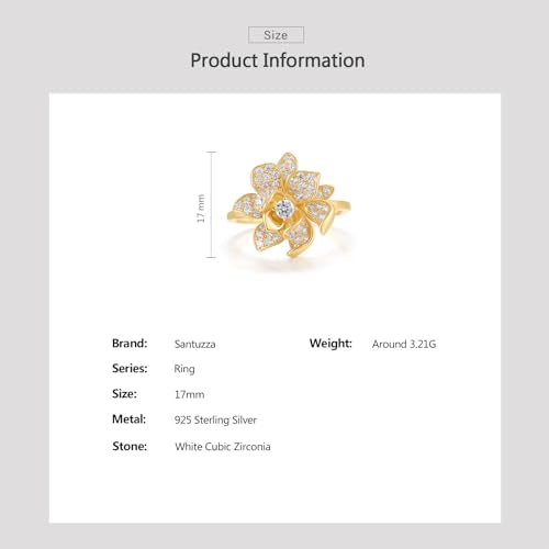 Santuzza Sterling Silver Gemstone Flower Ring for Women - color: [A]Lotus-Yellow