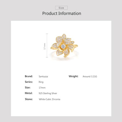 Santuzza Sterling Silver Gemstone Flower Ring for Women - color: [A]Lotus-Yellow