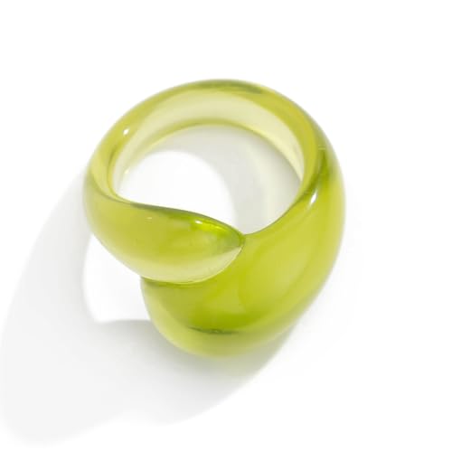 Chunky Resin Twist Stackable Ring for Women,Boho Cute Multicolor Thick Acrylic Statement Ring Trendy Aesthetic Y2k Colorful Knuckle Finger Jewelry - color: Green