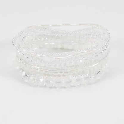 Boho Colorful Stackable Crystal Glass Beads Stretch Bracelets Multilayered Bracelets for Women Bohemian Jewelry - color: White 9pcs