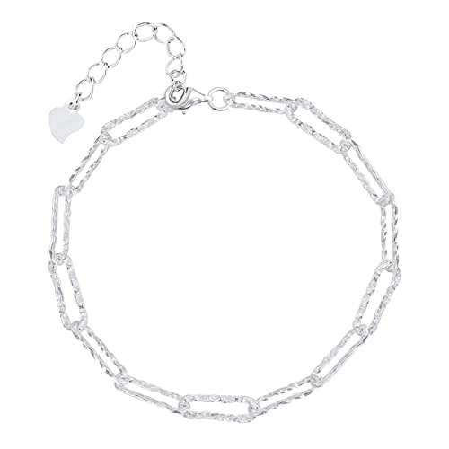 925 Sterling Silver Dainty Bracelets for Women Adjustable Chain Link Chain Jewelry Bracelet for Women Men - color: white 1