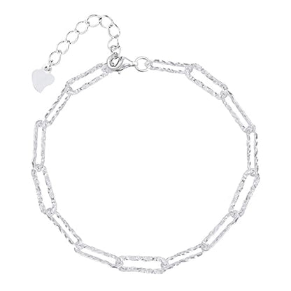 925 Sterling Silver Dainty Bracelets for Women Adjustable Chain Link Chain Jewelry Bracelet for Women Men - color: white 1