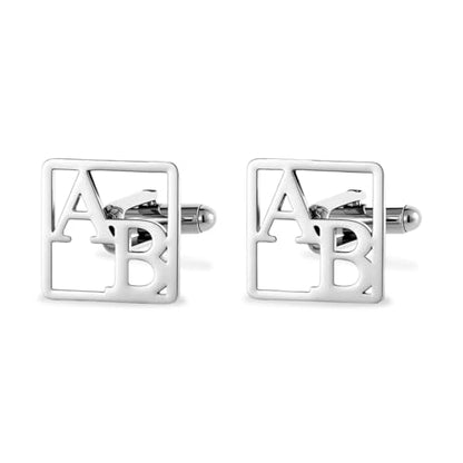 Custom Men’s Cufflinks - Personalized Cuff Links Initials/Names/Dates - 18K Gold Plated 304 Stainless Steel - Ideal Father’s Day & Christmas Gift for Men - style: Square Cufflinks