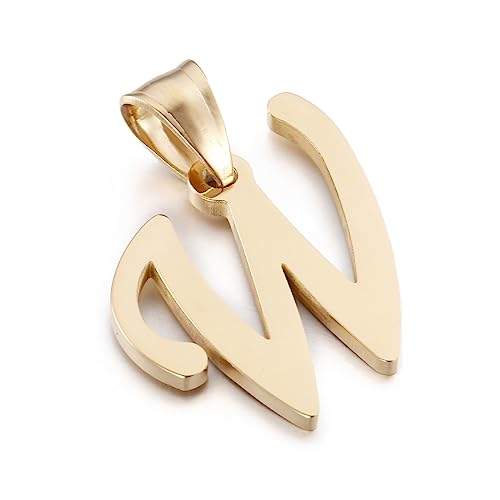 Initial Charms Gold Initial Pendant 14k Gold Letter Charm Name Pendant for Women and Men - style: W