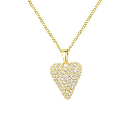 Rnivida Small Cz Pave Puff Heart Necklace for Women - color: L Heart - Gold