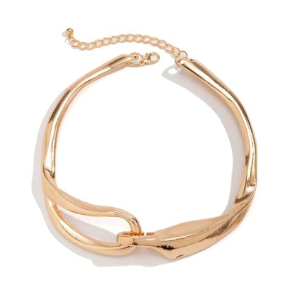 Chunky Gold Necklace Big Statement Chunky Necklace for Women African Tribe Wide Metal Choker Necklaces Jewelry - color: 07 Gold