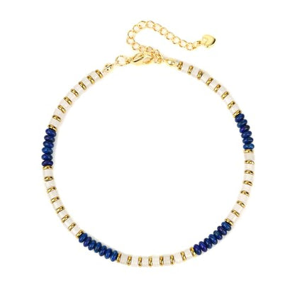 XIJIN Natural Stone Beaded Anklets for Women Handmade Beach Boho Turquoise Beads Ankle Bracelet Jewelry Gift for Her - color: F