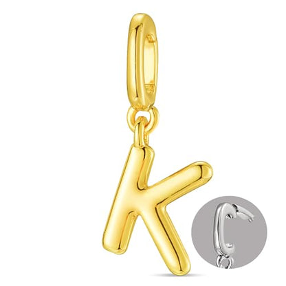 OVRUNS Initial Charm for Women Letter Bracelet Necklace Charms With Clasp | Alloy,nickel,safe for sensitive skin,Pendant with install clasp,fits bracelets with necklaces,great for gift - color: Gold, style: Letter K