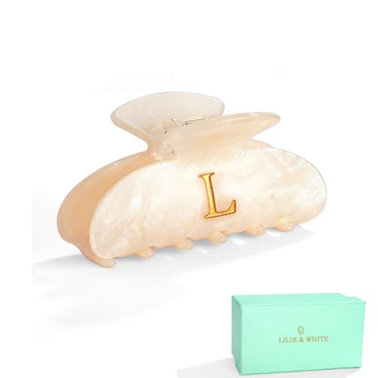 LILIE&WHITE Acrylic Letter Hair Clips For Women Stylish L Monogram | Alphabet Hair Clip Fashion Glitter Claw Clips Elegant And Durable Hair Accessory Large Hair Clips L - color: HC22539L